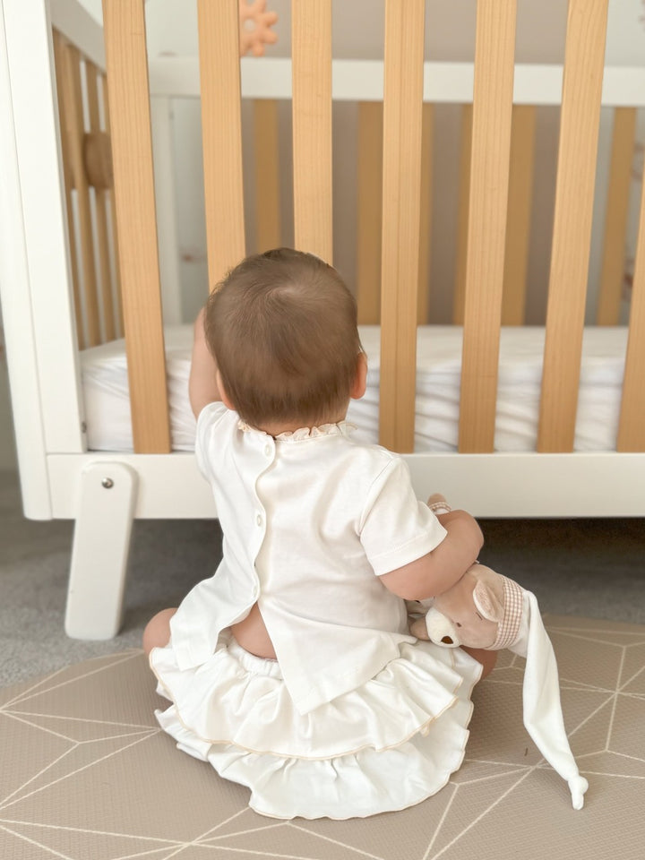 2pc Short & T-Shirt Set | Beige & White