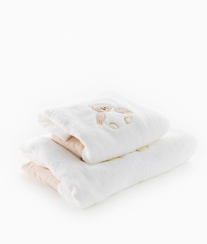 2pc Towel Set | Beige & White