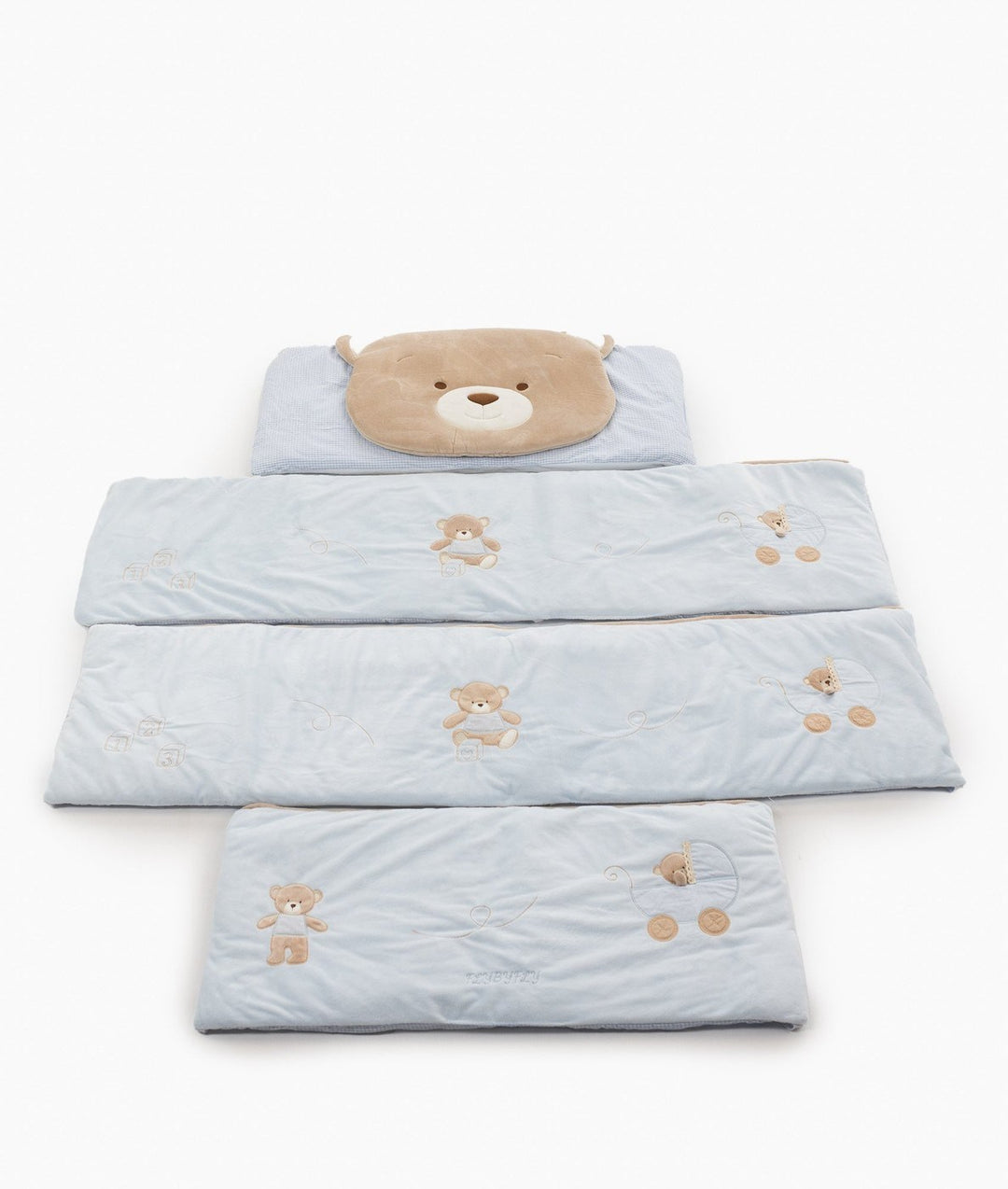 Blue cot bumper set for baby cot