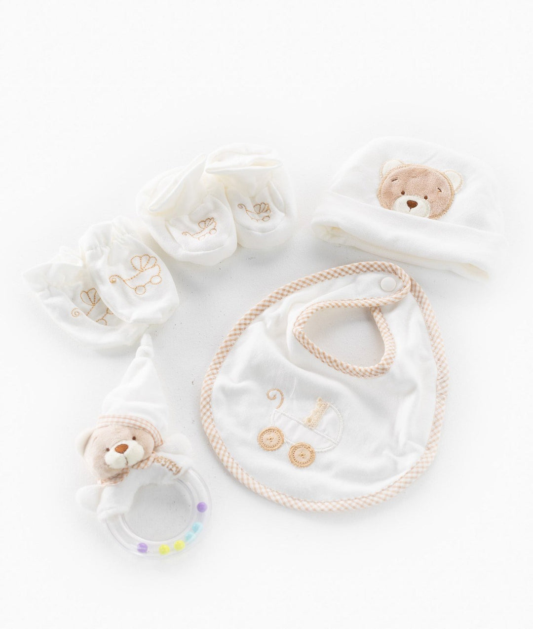 5pc Baby Essentials Gift Set | Beige & White