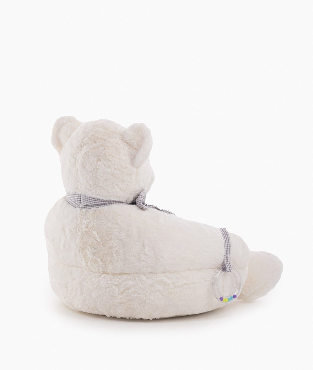 White and grey bear armchair with rattle for toddlers