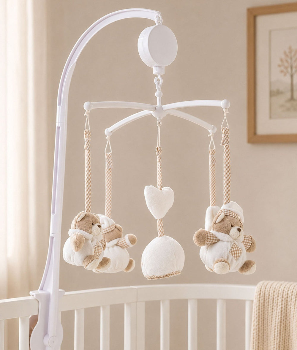 Baby cot musical mobile with teddy bears