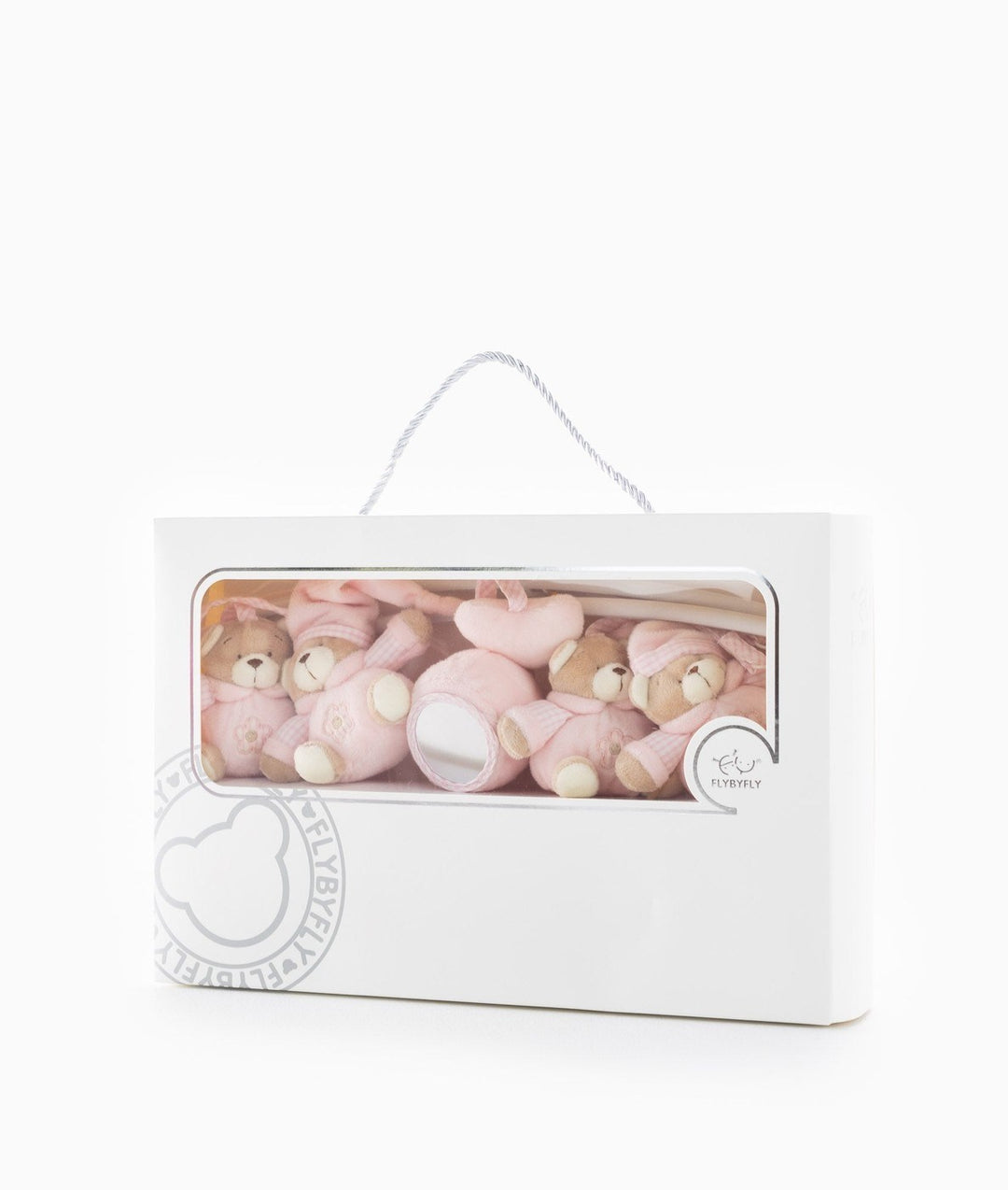 FLYBYFLY pink bear musical mobile packaging with clear window