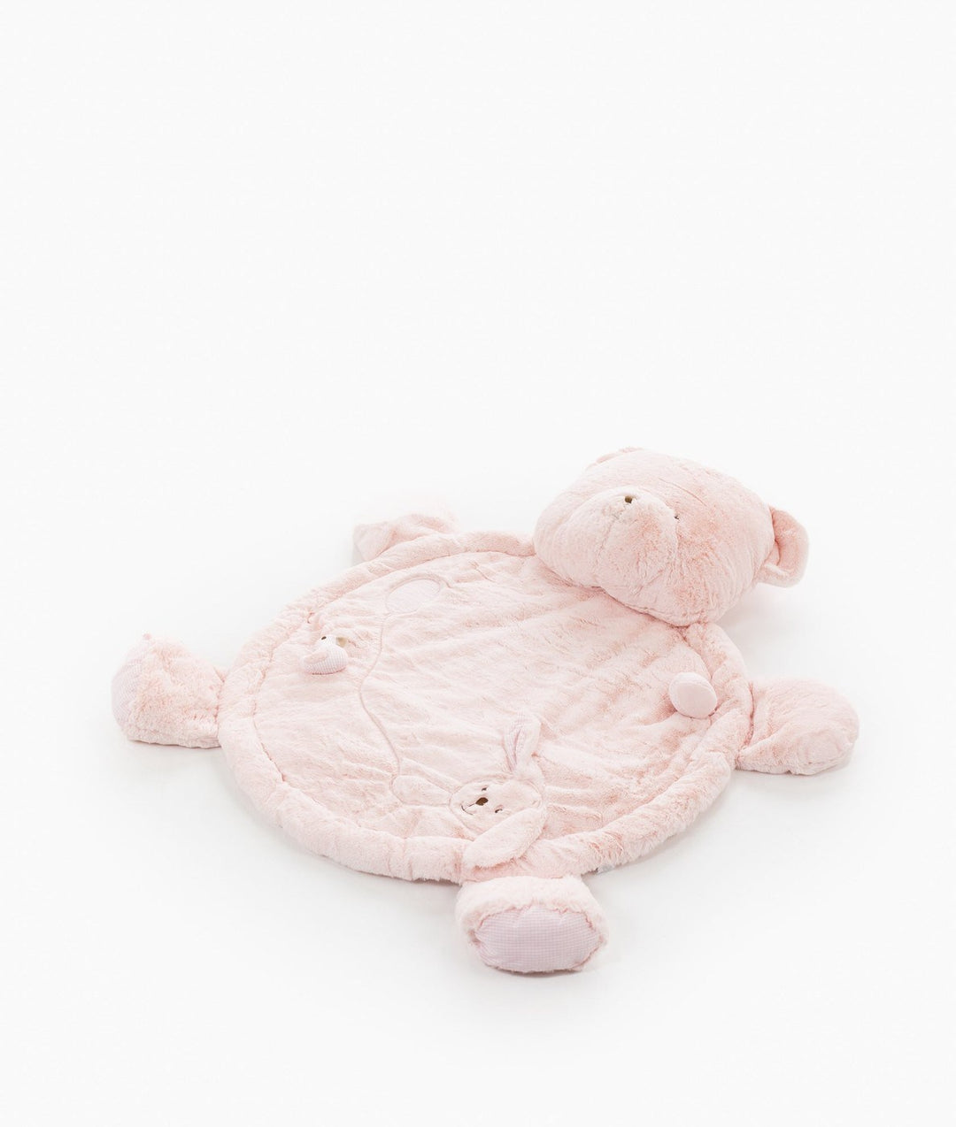 Detached pink bear playmat without gym arch highlighting plush material and embroidered bunny face
