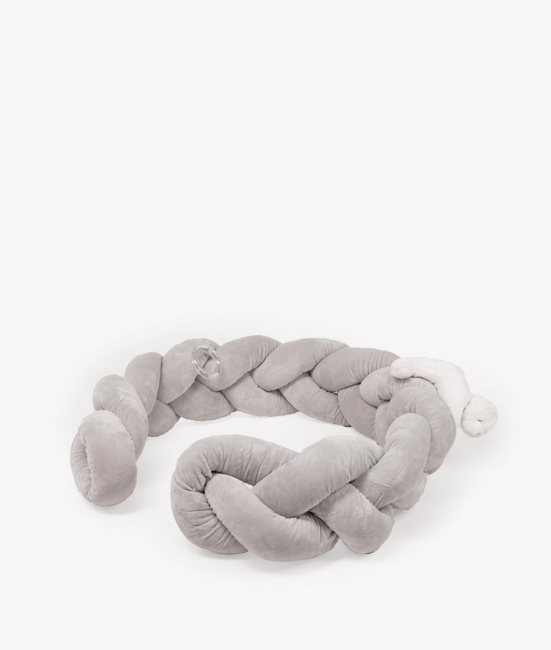Braided toddler bolster in white and grey