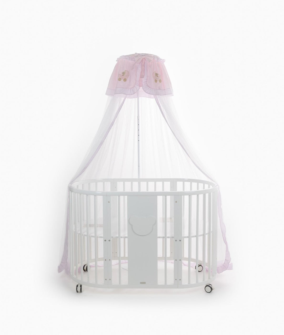 White and pink cot canopy and stand set