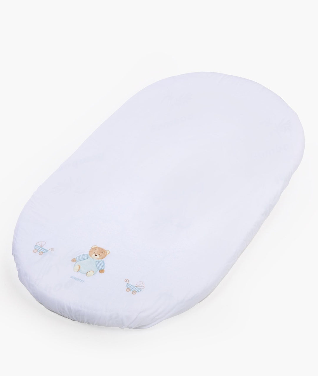 Fitted sheet for cot in white and blue