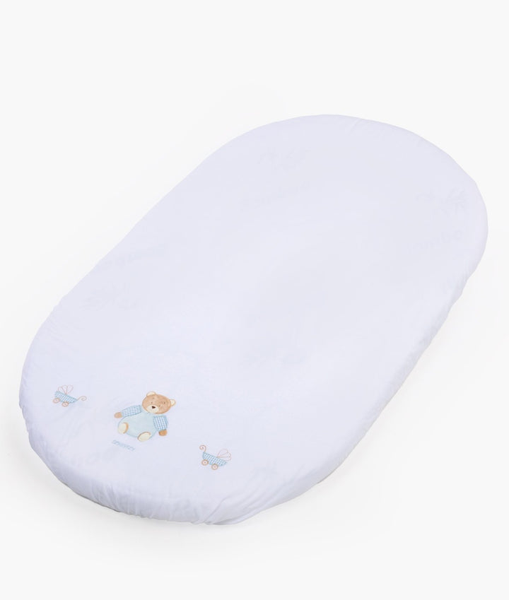 Fitted sheet for cot in white and blue
