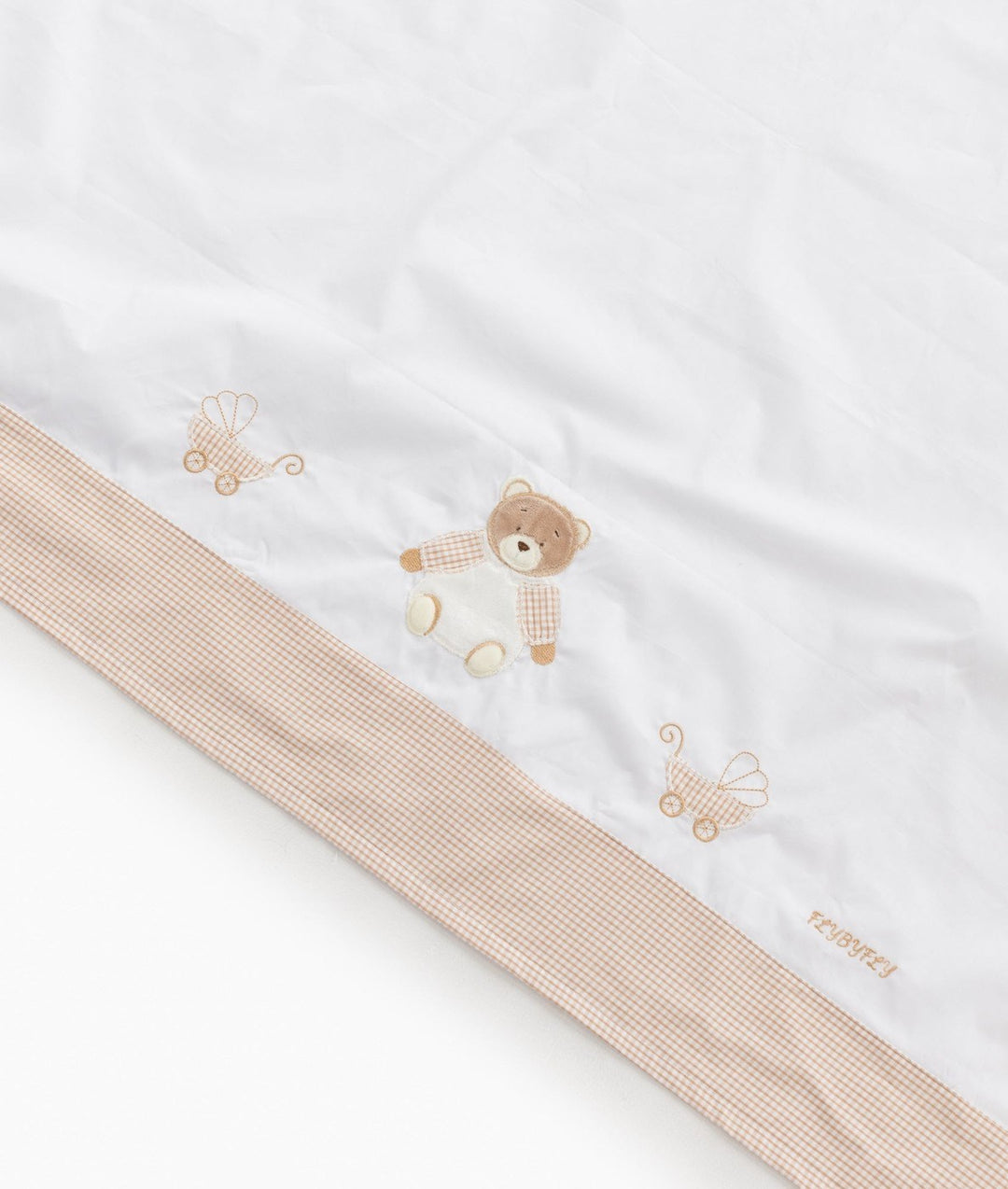 Flat sheet for cot in white and beige