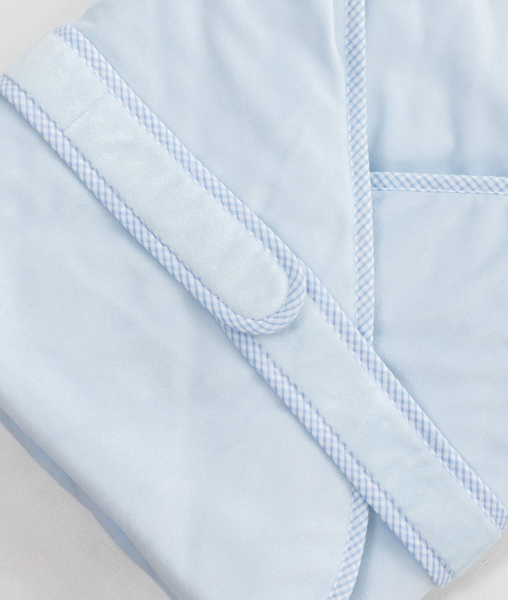Soft hooded baby wrap in blue