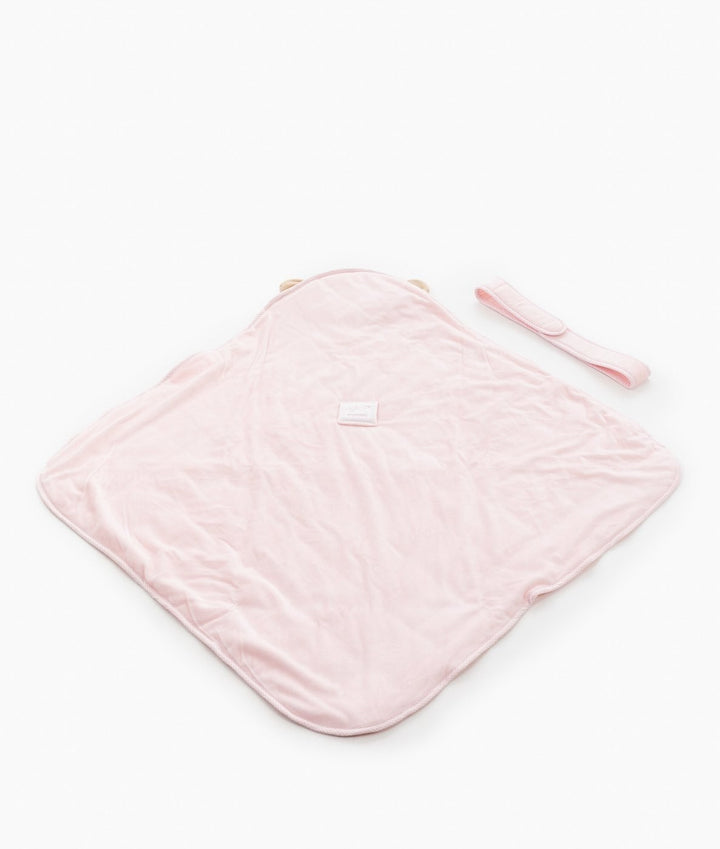 Soft hooded baby wrap in pink