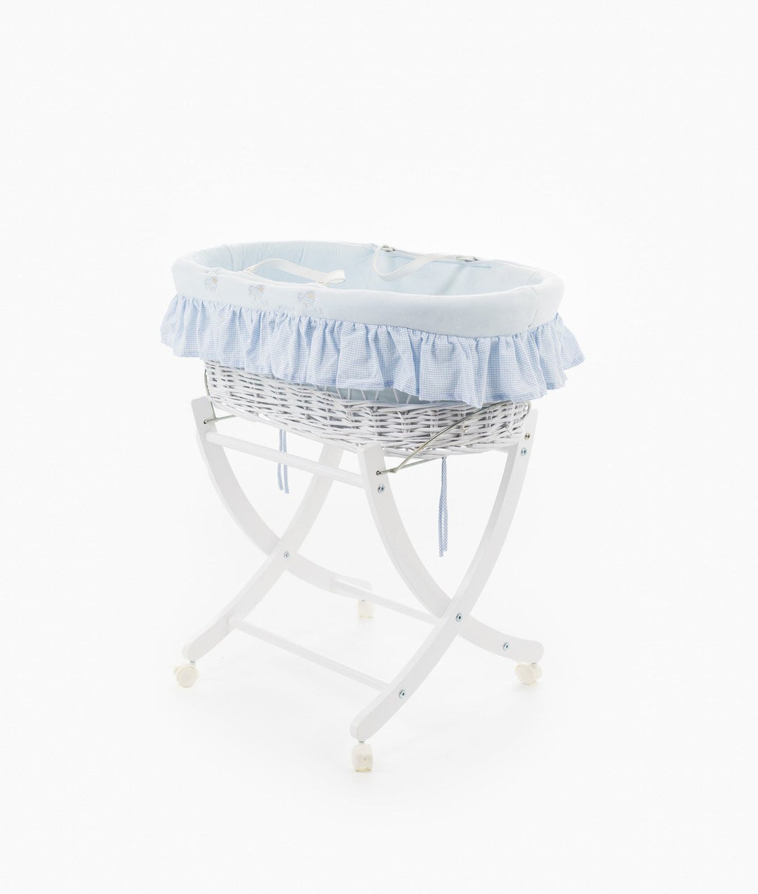 Baby Moses basket and stand set in blue