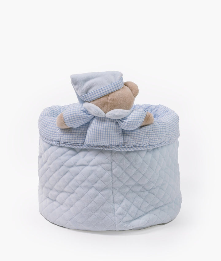 Baby nappy caddy for nursery in blue