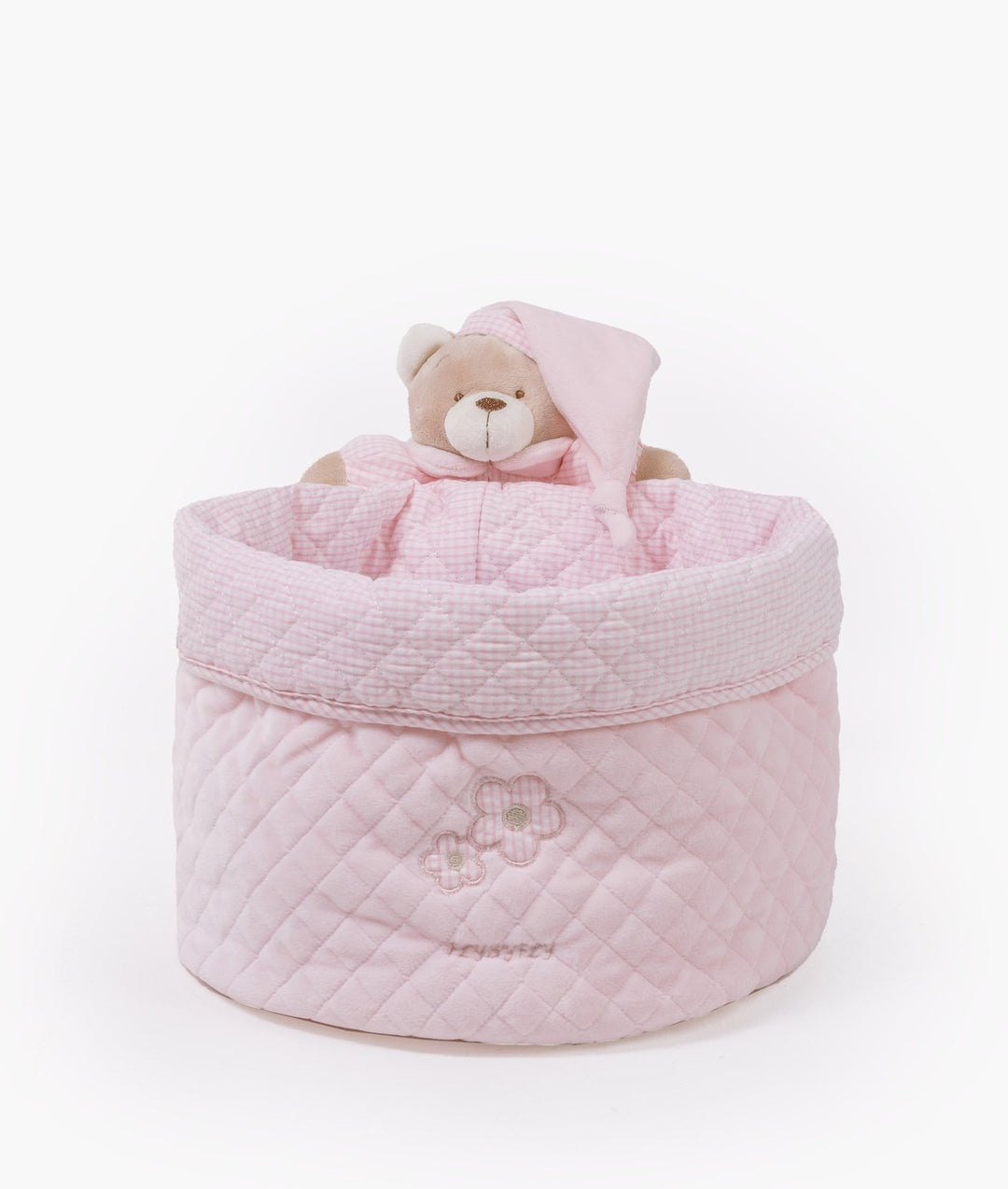 Baby nappy caddy for nursery in pink