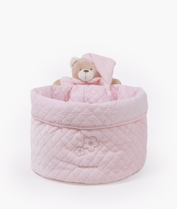 Baby nappy caddy for nursery in pink