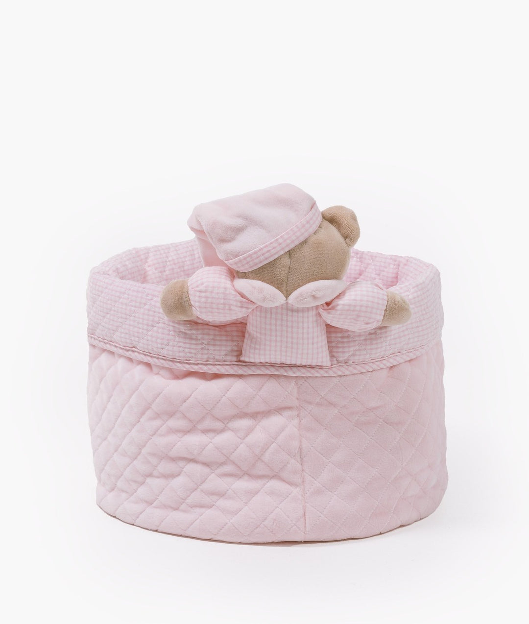Baby nappy caddy for nursery in pink
