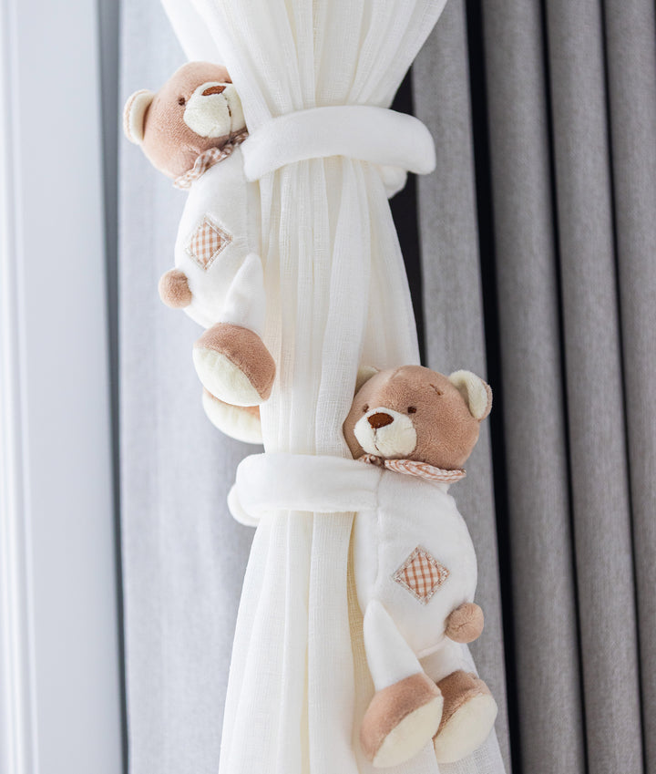 Bear Curtain Tieback | Beige & White