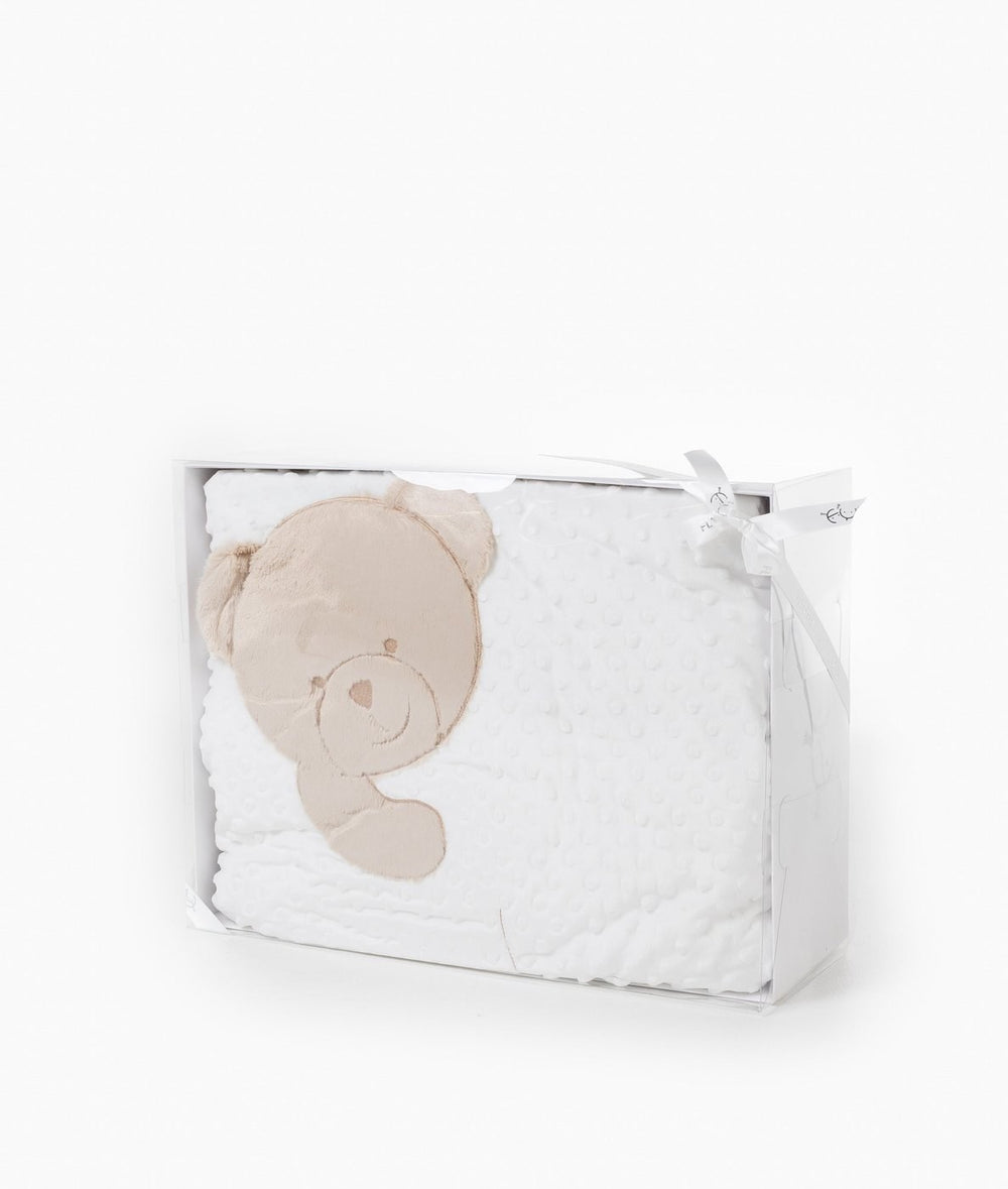 White and beige toddler bubble quilt and cover set