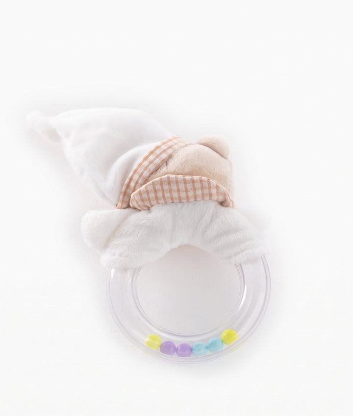 Baby Bear Rattle in Beige & White by FlyByFly