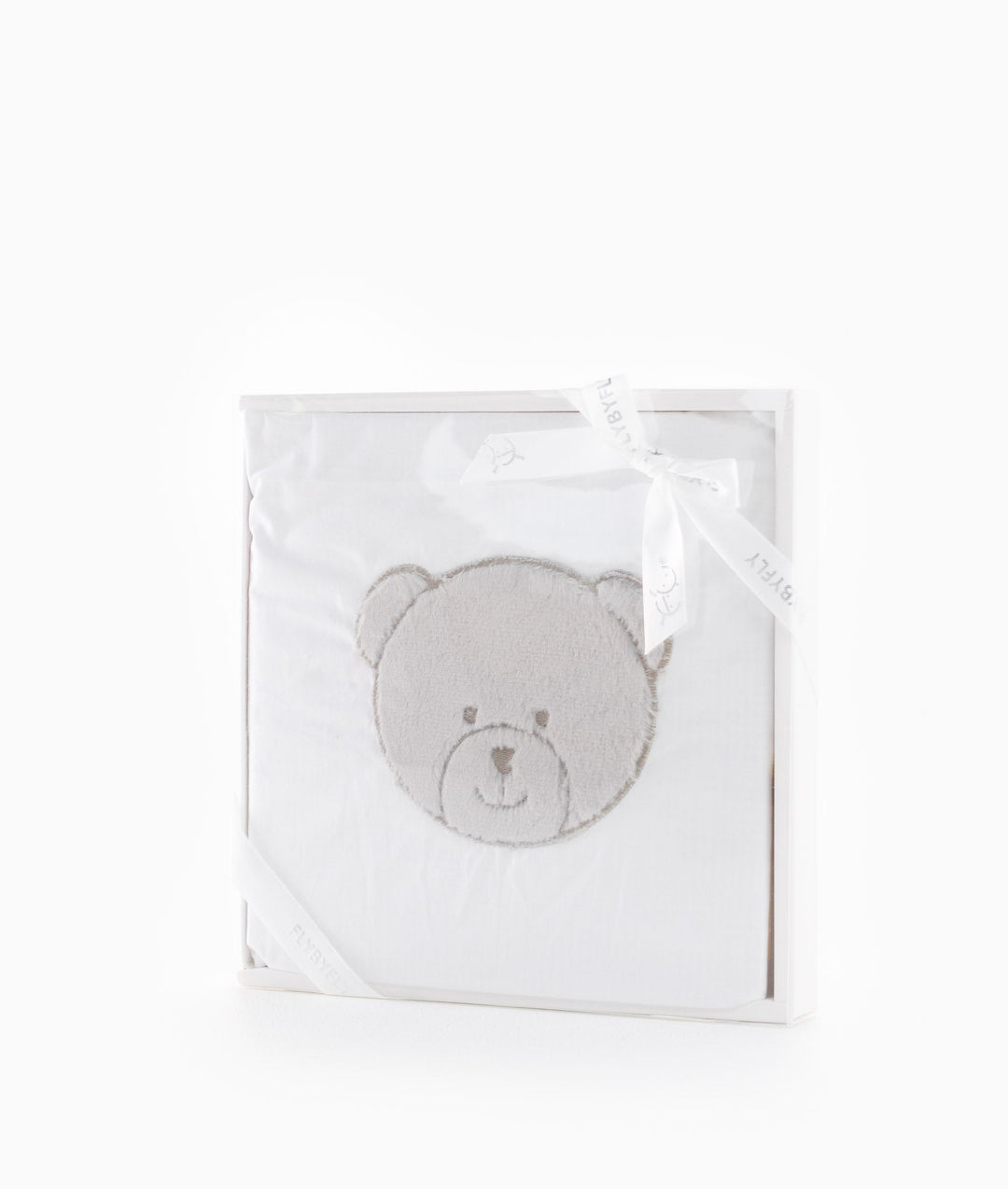 Flat sheet for cot in white and grey