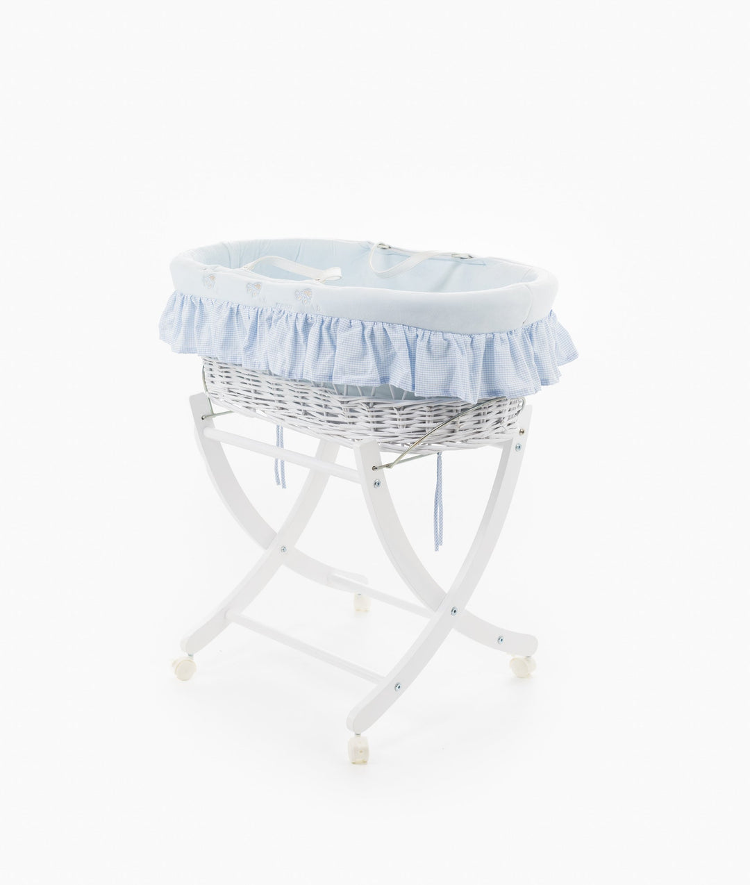 Baby Moses basket and stand set in blue