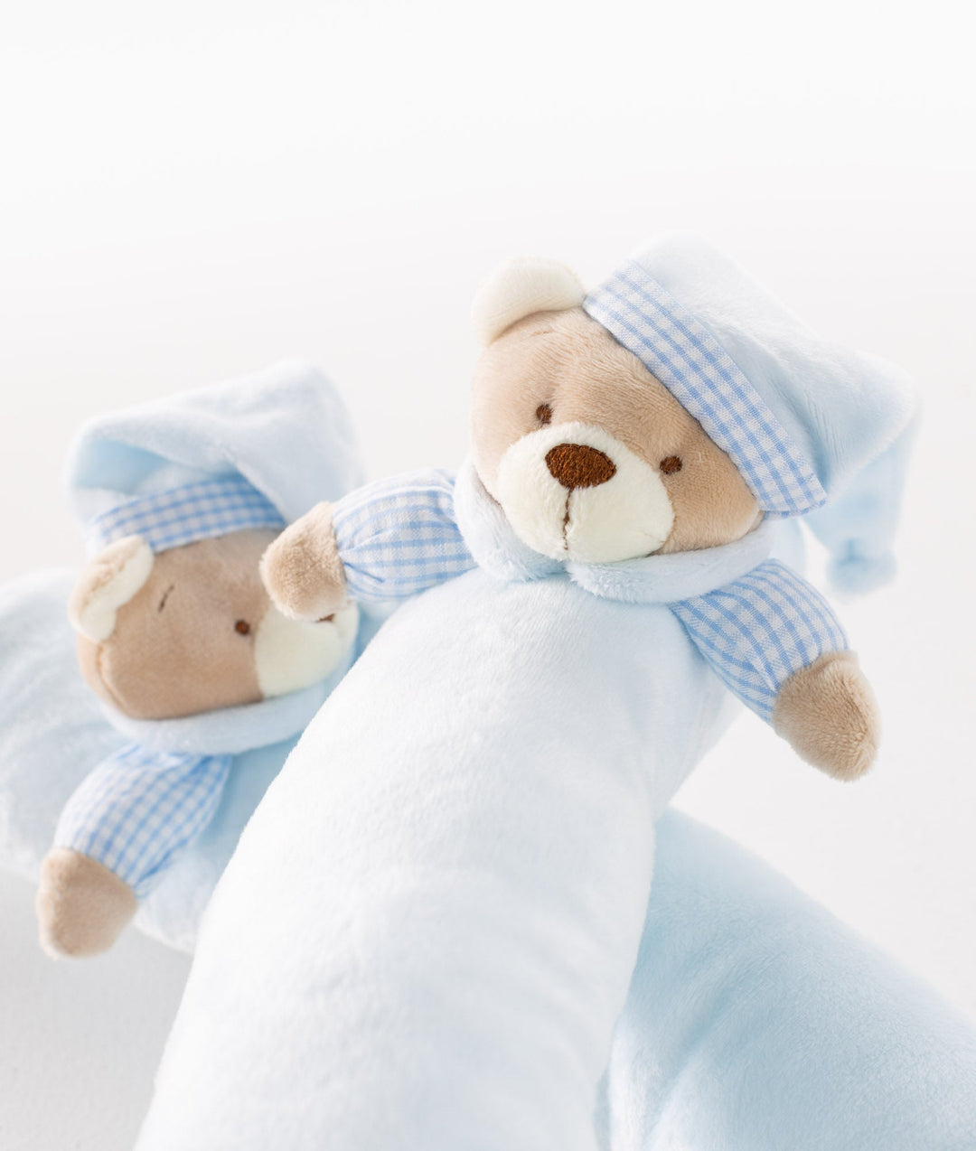Bear baby bolster in blue