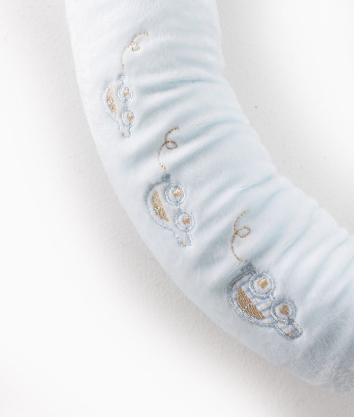 Bear baby bolster in blue