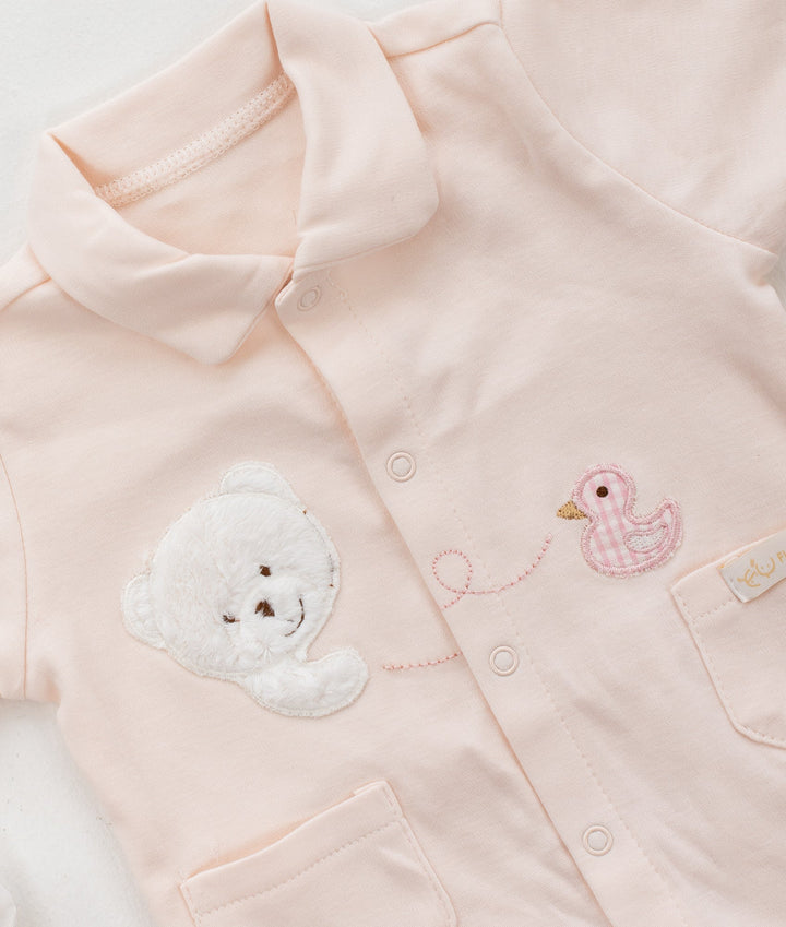 Bear Jumpsuit & Hanger Set - Pink