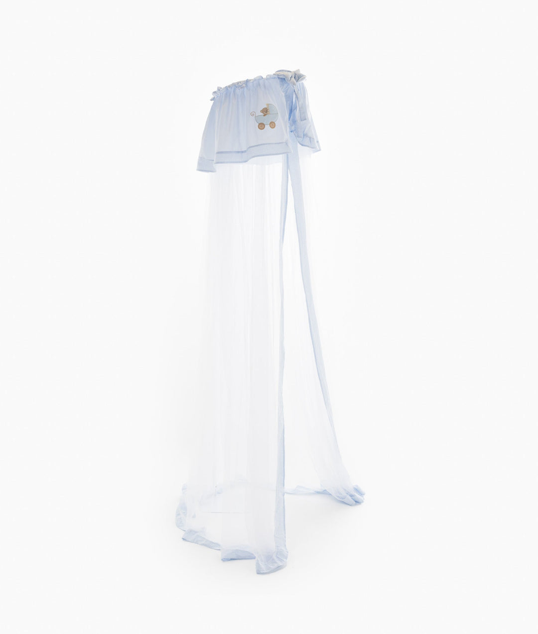 White and blue cot canopy and stand set