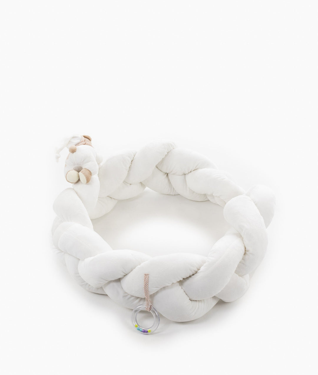 Braided toddler bolster in white and beige