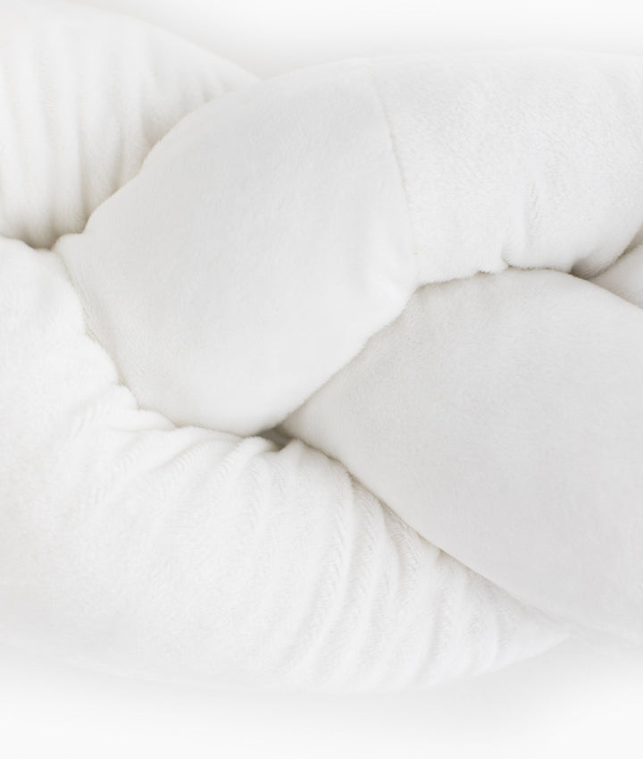 Braided toddler bolster in white and beige