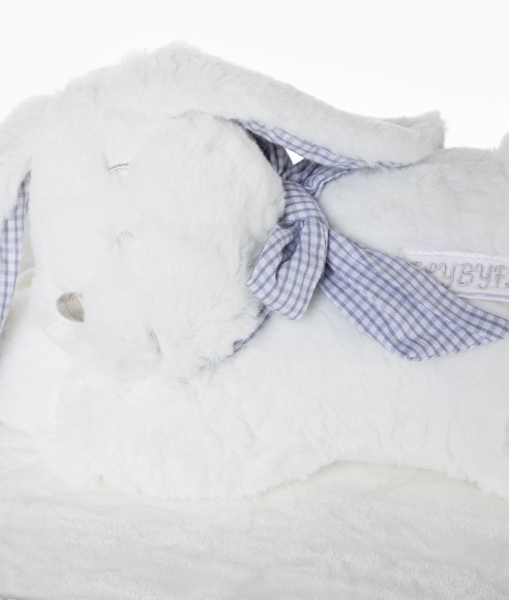 White and grey bunny square basket set
