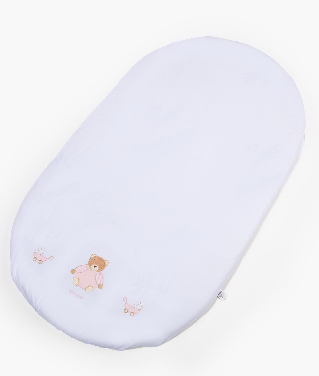Fitted sheet for cot in white and pink