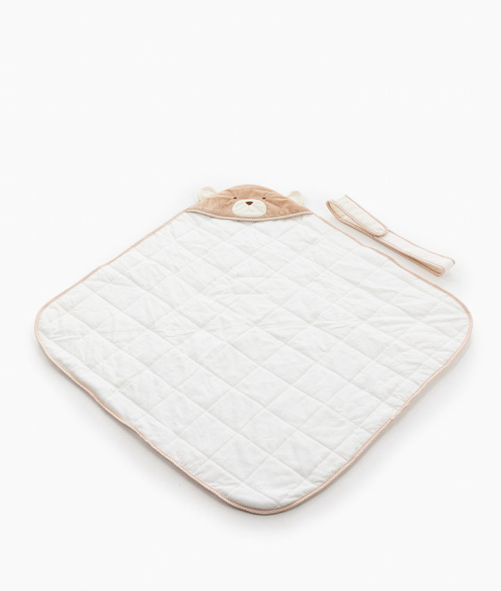 Soft hooded baby wrap in white and beige