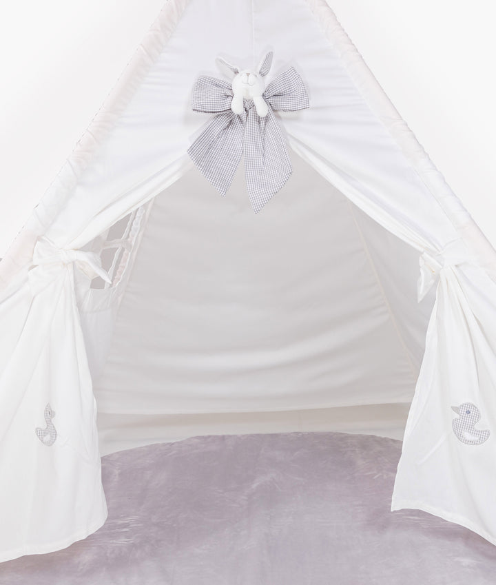 White kids teepee tent for nursery and playroom