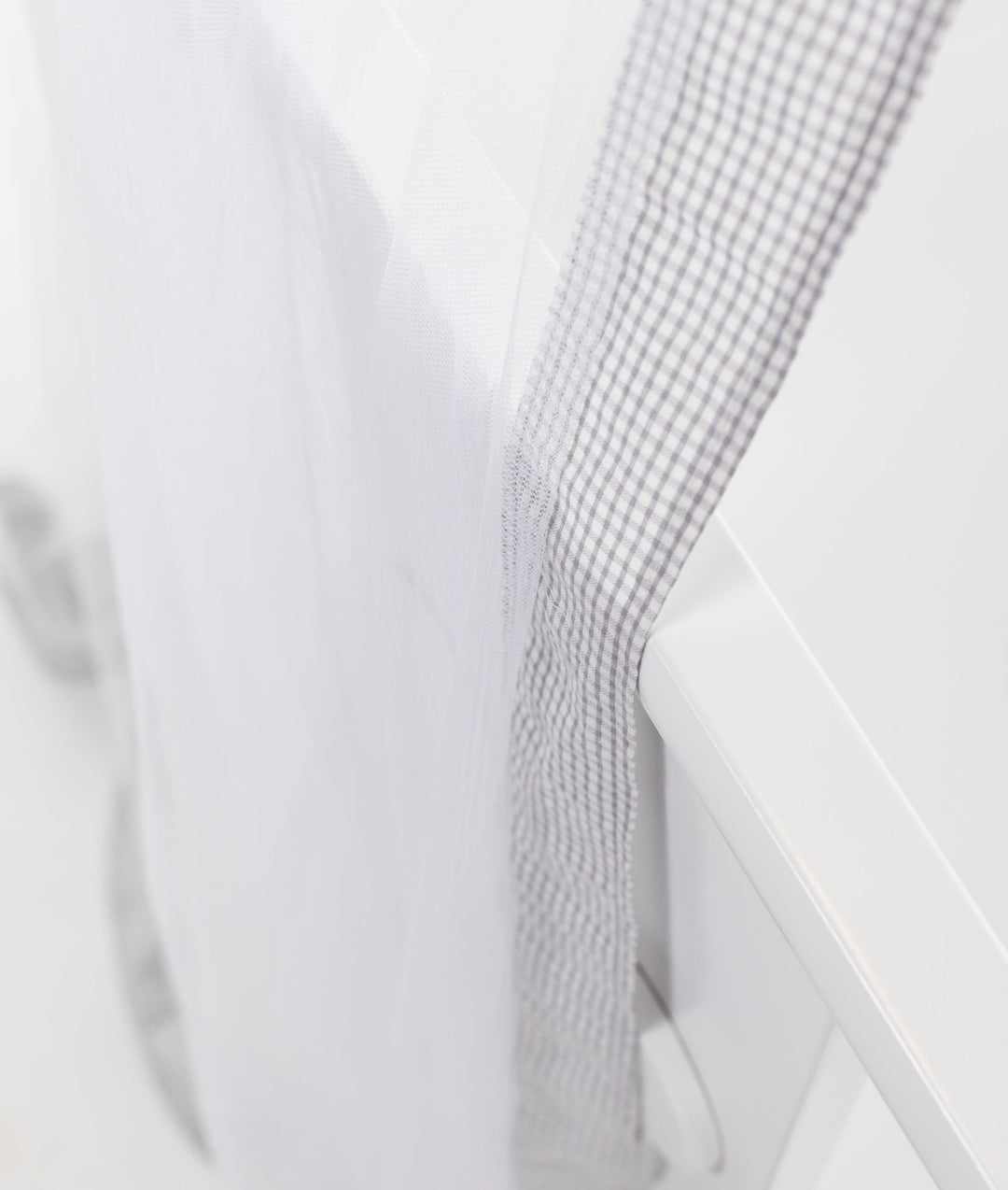 White and grey cot canopy and stand set