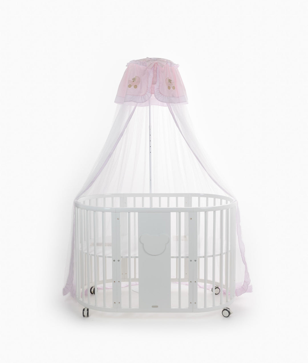 White and pink cot canopy and stand set