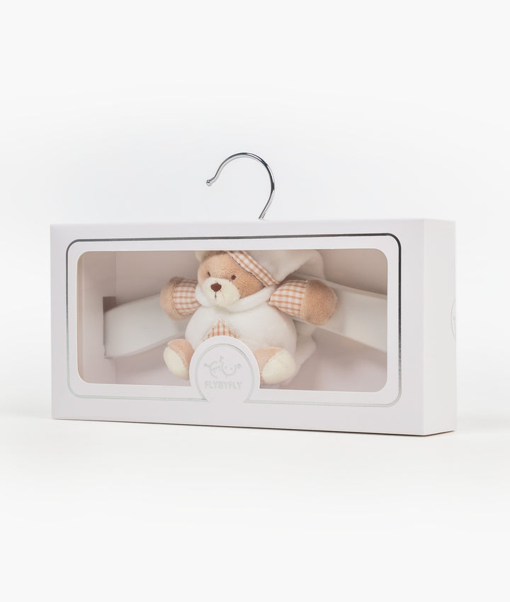 White and beige wooden hanger
